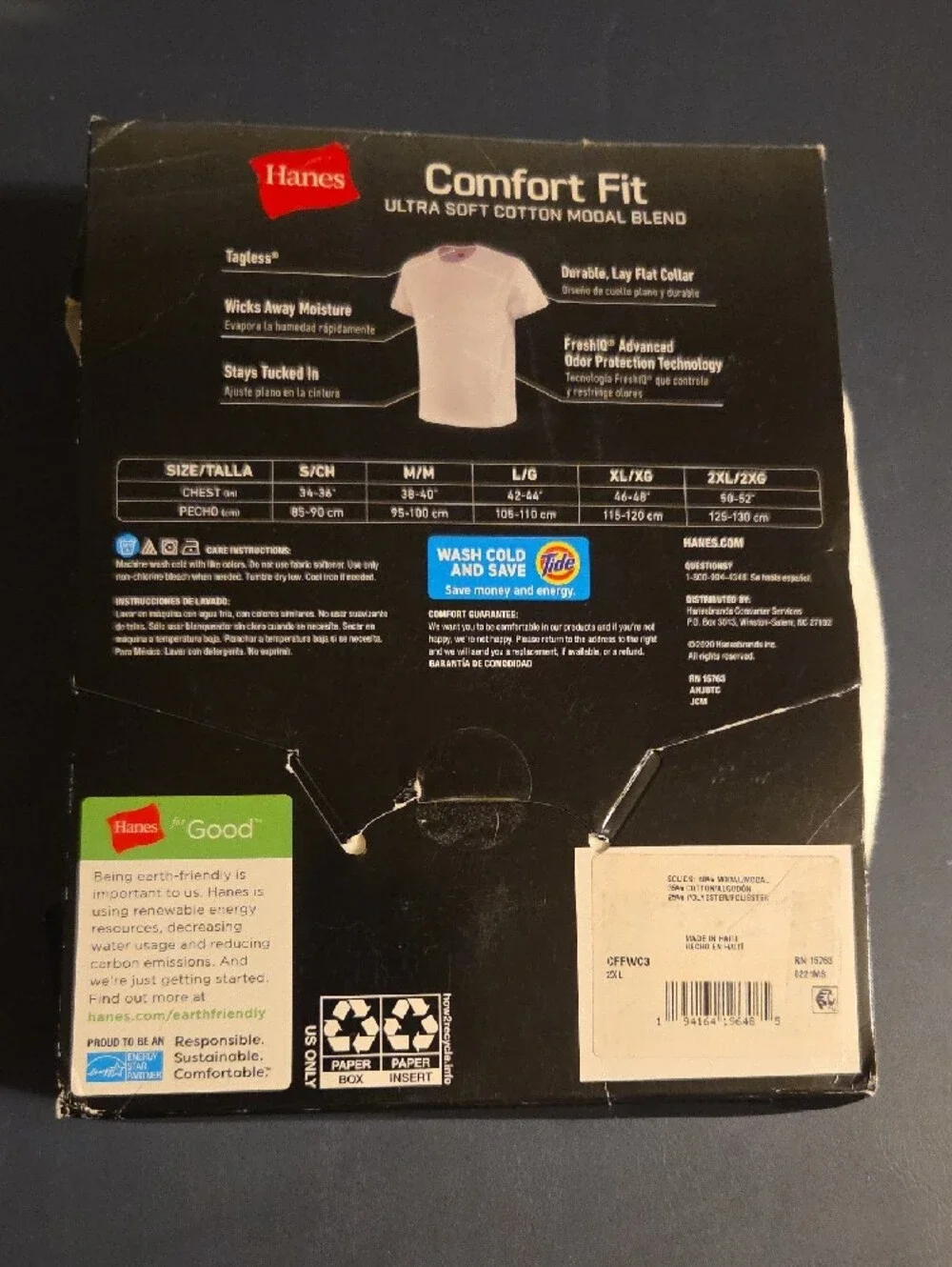 Hanes White Crew Neck Tee Pack with Black Packaging Accent